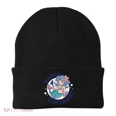 Happy 4th Birthday Cute Mermaid Beanie