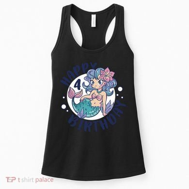 Happy 4th Birthday Cute Mermaid Women's Tank Top