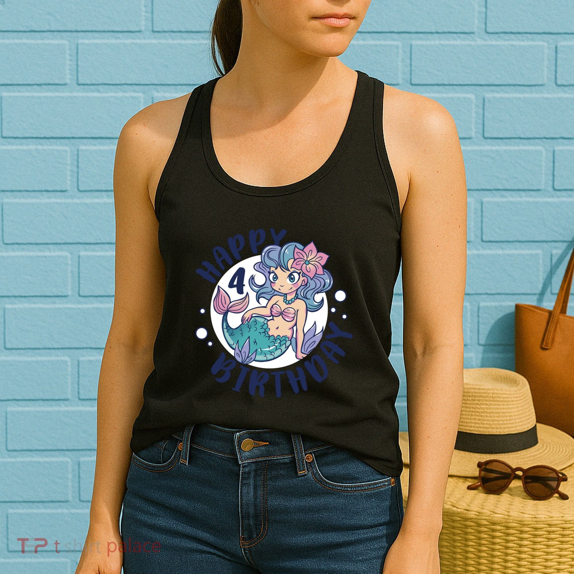 Happy 4th Birthday Cute Mermaid Women's Tank Top