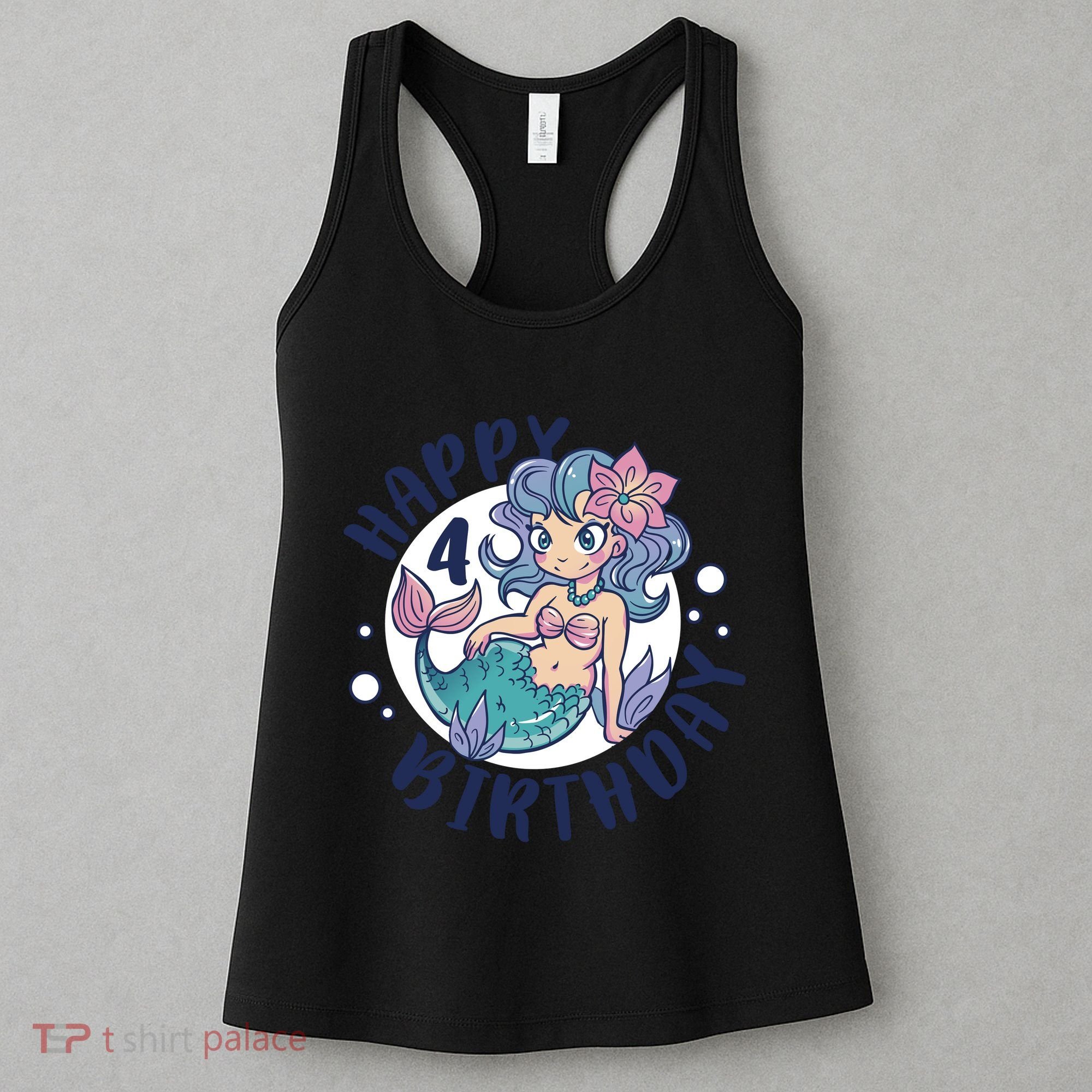 Happy 4th Birthday Cute Mermaid Women's Tank Top