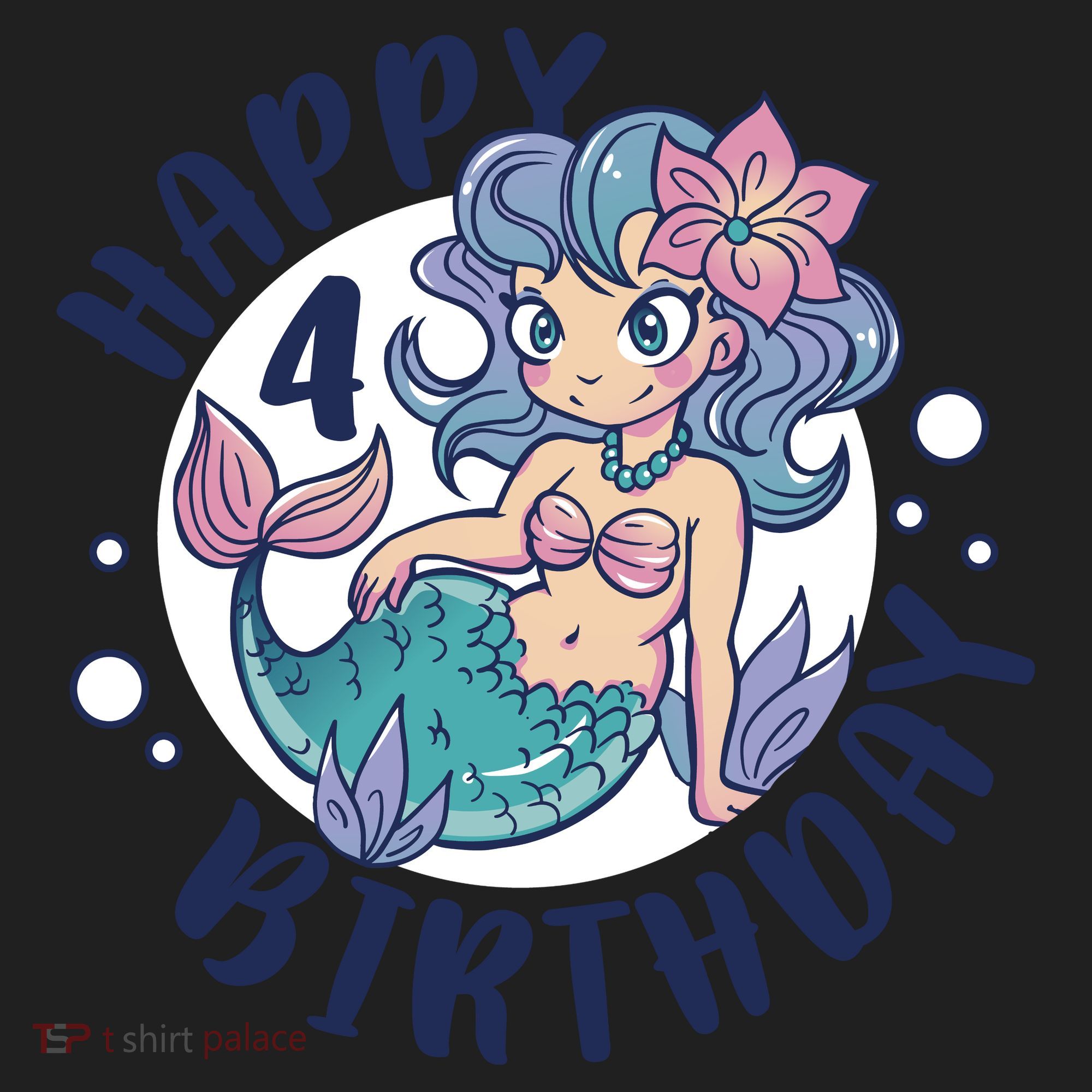 Happy 4th Birthday Cute Mermaid Hat