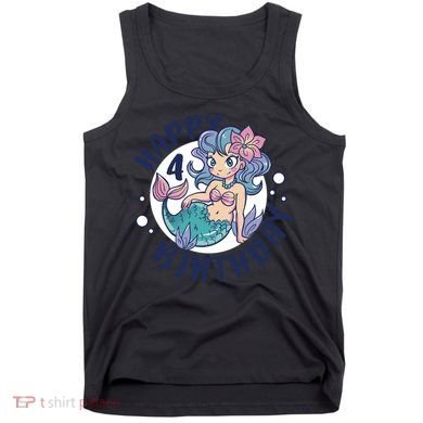 Happy 4th Birthday Cute Mermaid Tank Top