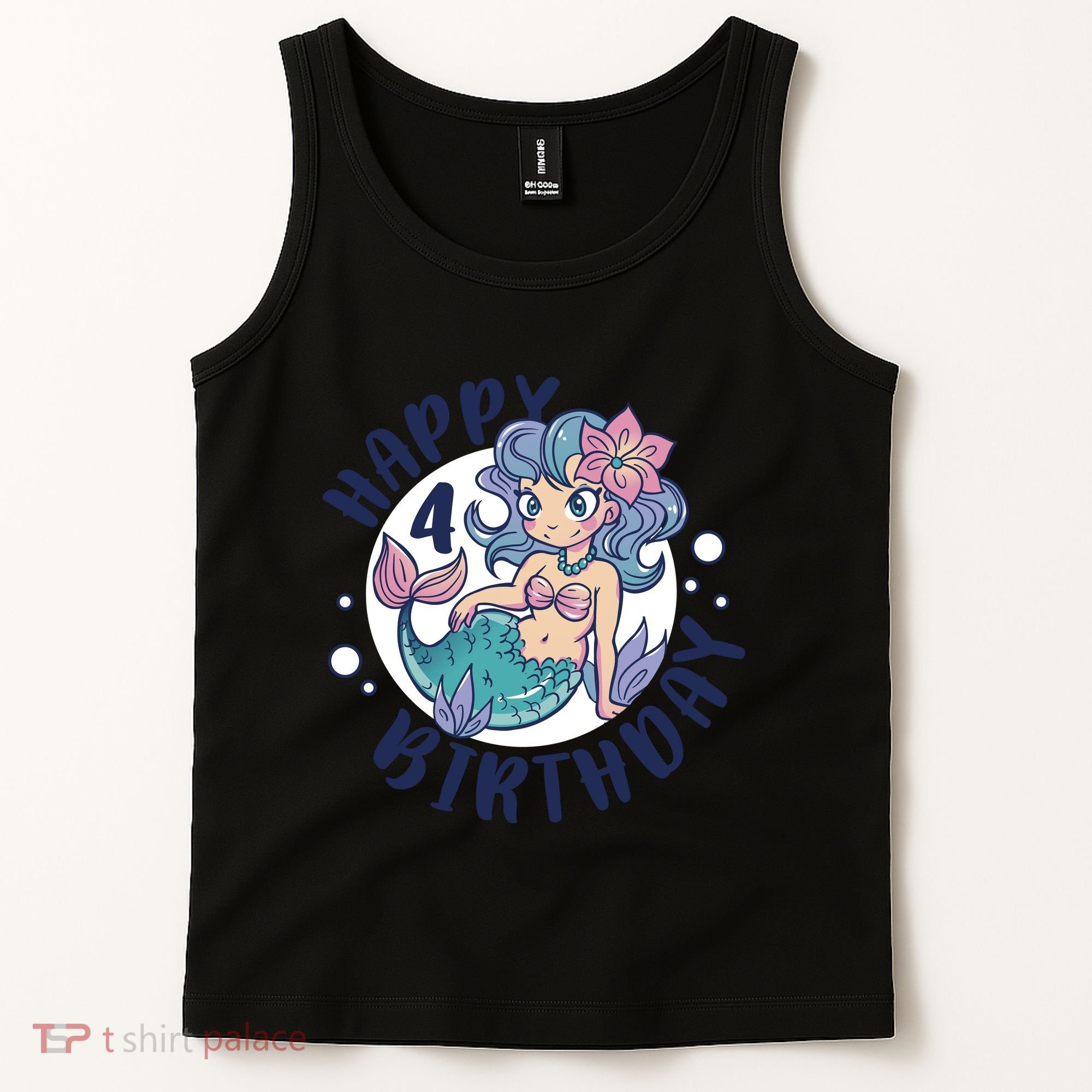 Happy 4th Birthday Cute Mermaid Tank Top