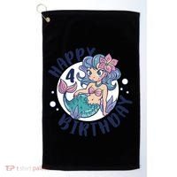 Happy 4th Birthday Cute Mermaid Golf Towel thumb 0