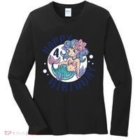 Happy 4th Birthday Cute Mermaid Women's Long Sleeve Shirt thumb 0