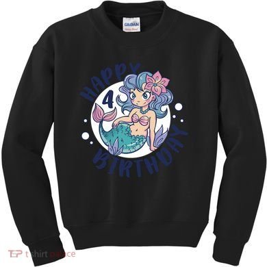 Happy 4th Birthday Cute Mermaid Kids Sweatshirt