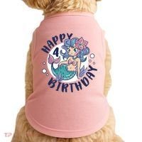 Happy 4th Birthday Cute Mermaid Doggie Tank thumb 0