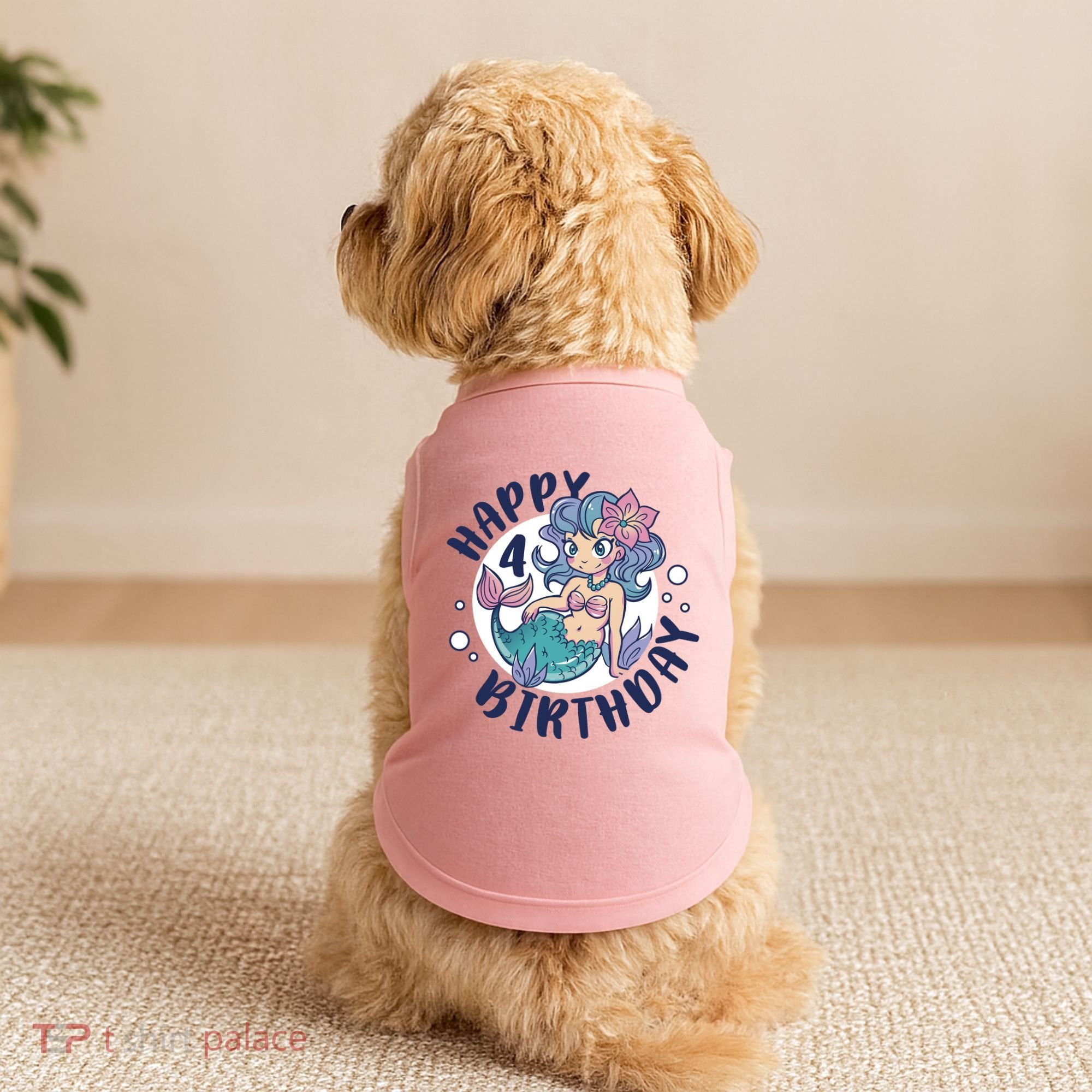Happy 4th Birthday Cute Mermaid Doggie Tank