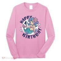 Happy 4th Birthday Cute Mermaid Long Sleeve Shirt thumb 0