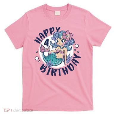 Happy 4th Birthday Cute Mermaid T-Shirt