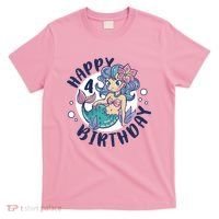 Happy 4th Birthday Cute Mermaid T-Shirt thumb 0