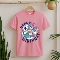 Happy 4th Birthday Cute Mermaid T-Shirt thumb 2
