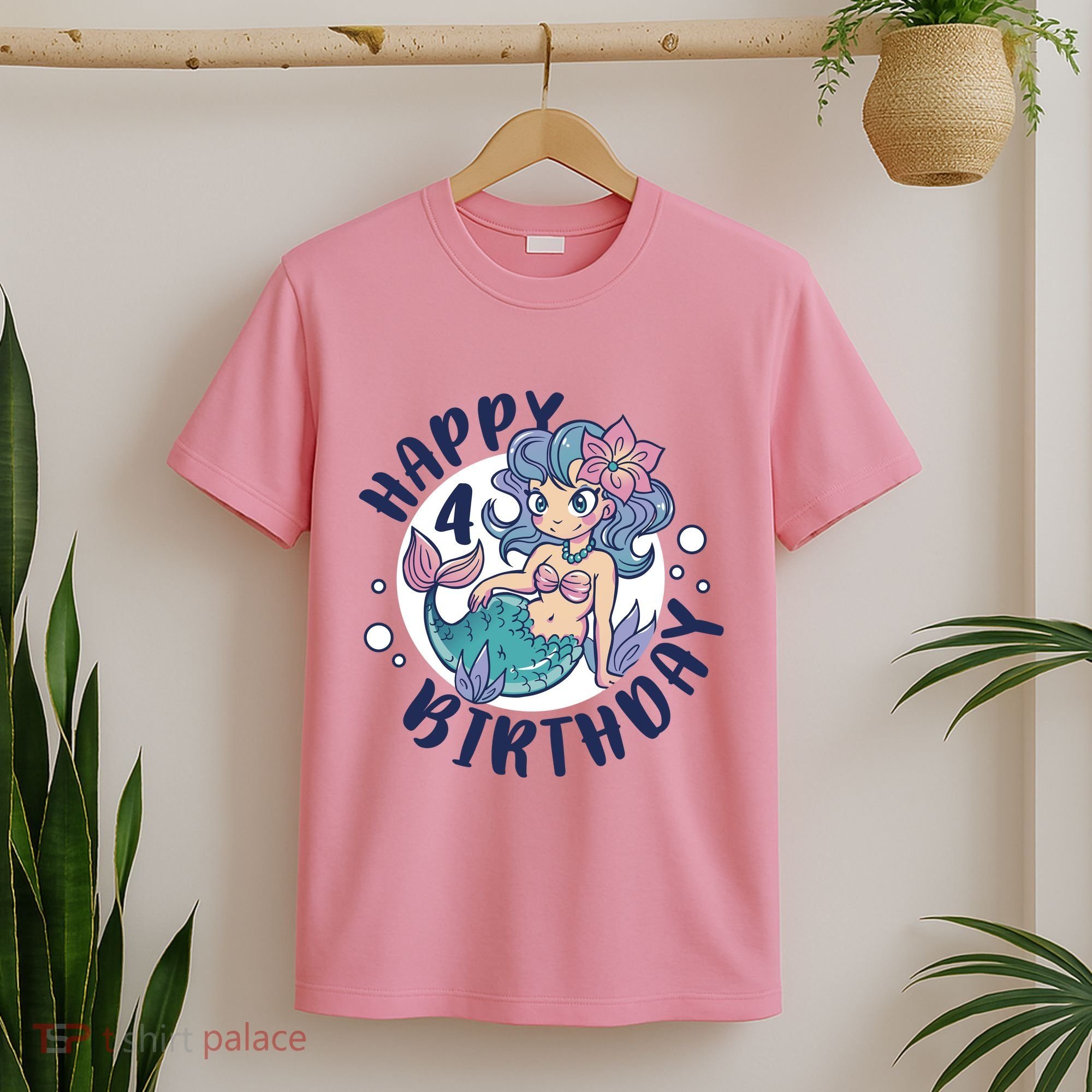 Happy 4th Birthday Cute Mermaid T-Shirt