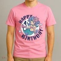Happy 4th Birthday Cute Mermaid T-Shirt thumb 3