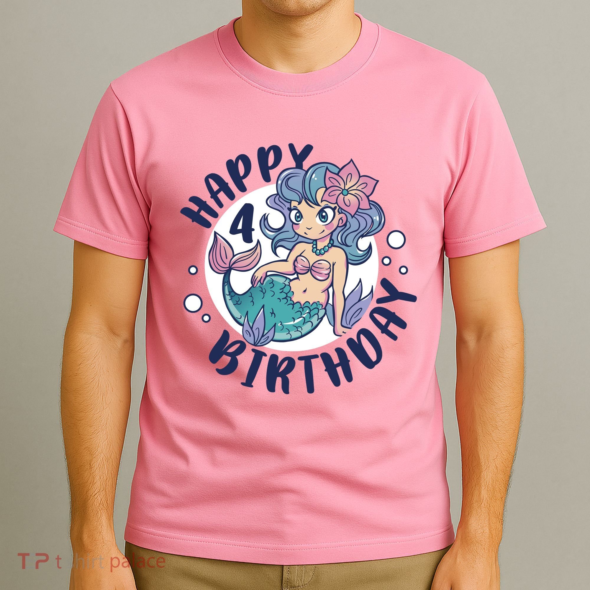 Happy 4th Birthday Cute Mermaid T-Shirt