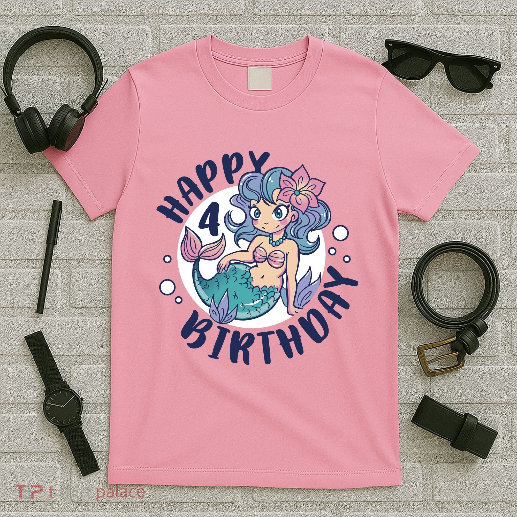 Happy 4th Birthday Cute Mermaid T-Shirt