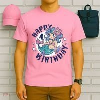 Happy 4th Birthday Cute Mermaid T-Shirt thumb 6