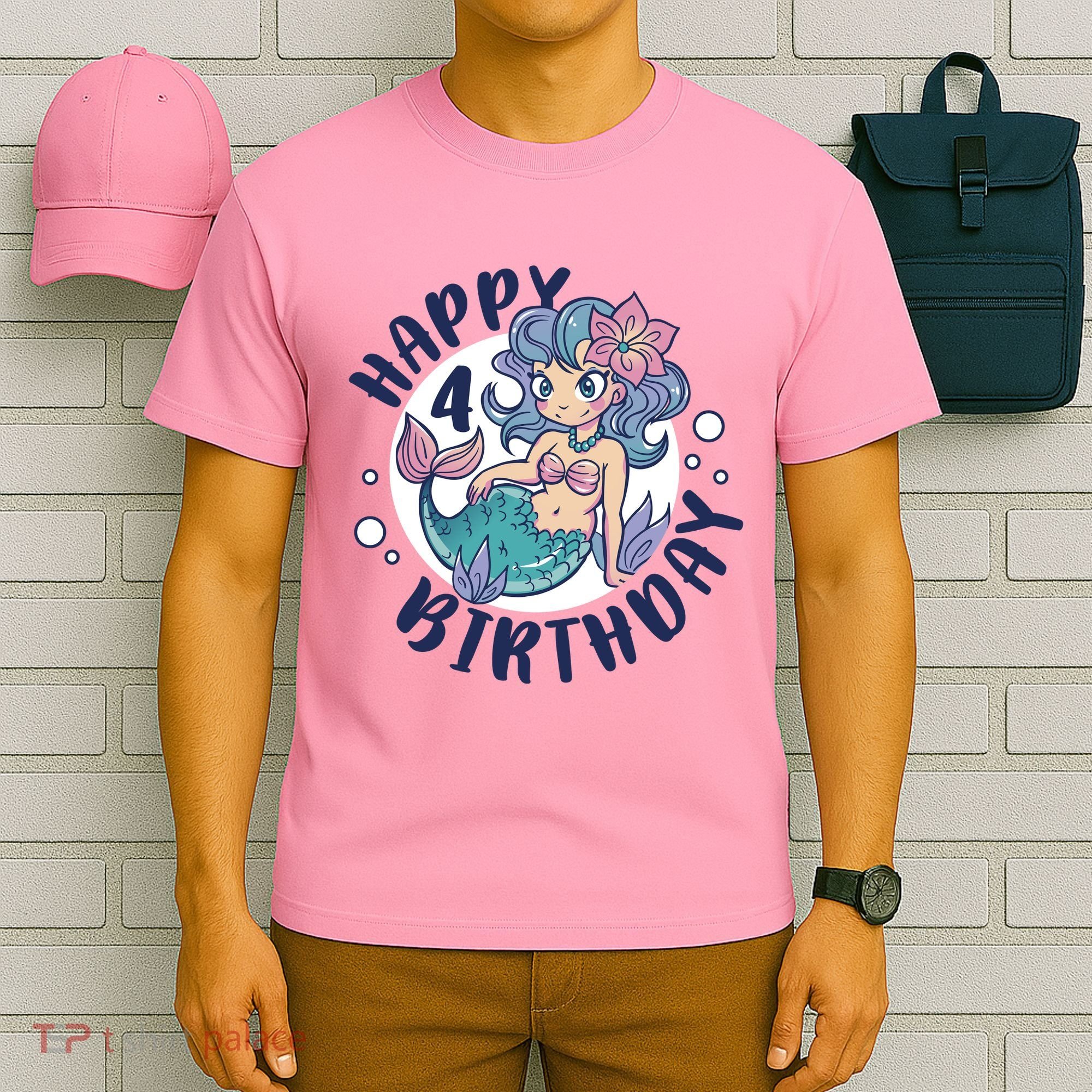 Happy 4th Birthday Cute Mermaid T-Shirt