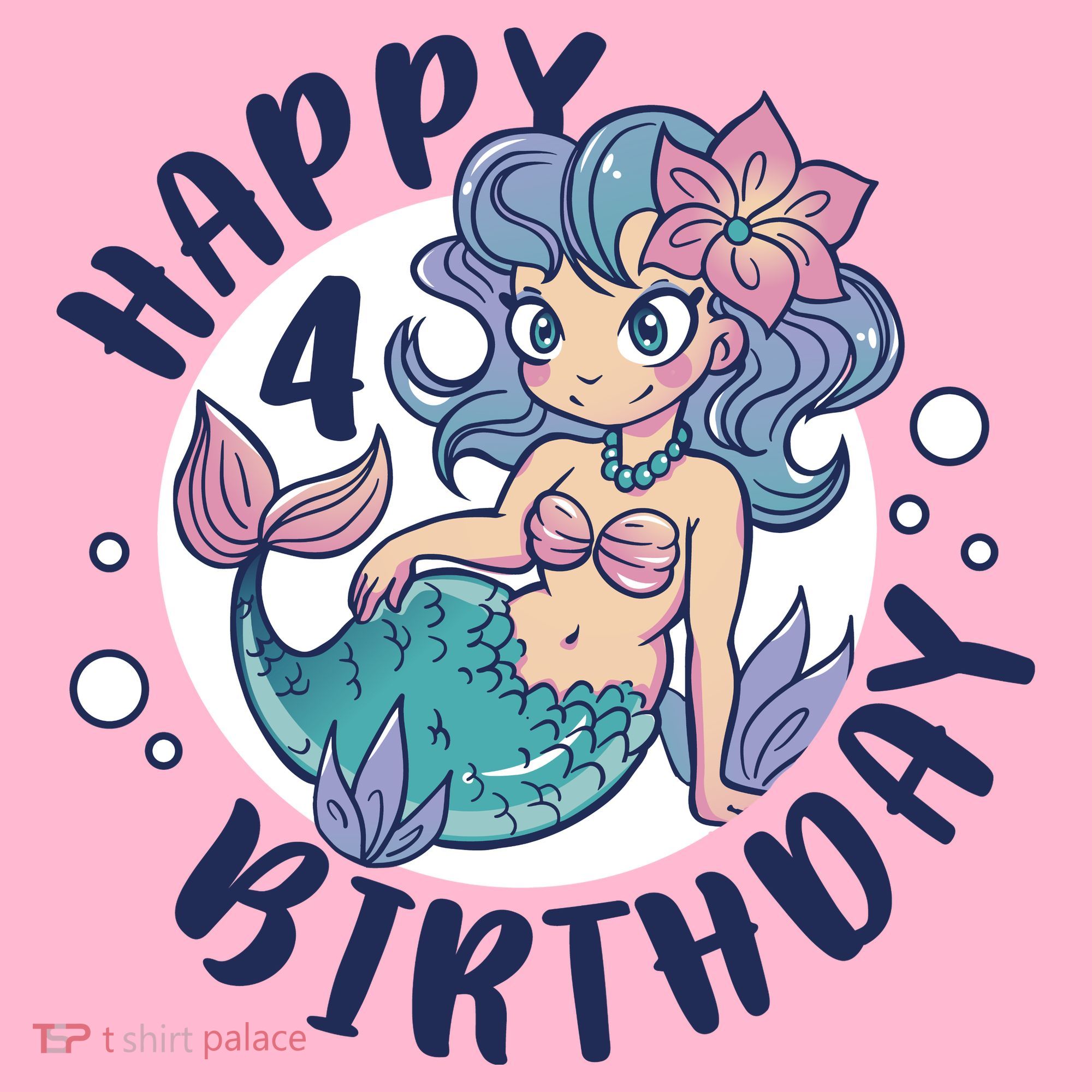 Happy 4th Birthday Cute Mermaid T-Shirt