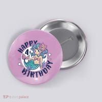 Happy 4th Birthday Cute Mermaid Button thumb 0