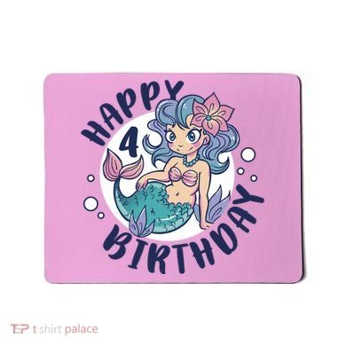 Happy 4th Birthday Cute Mermaid Mousepad