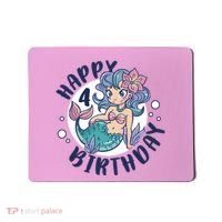 Happy 4th Birthday Cute Mermaid Mousepad thumb 0