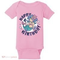 Happy 4th Birthday Cute Mermaid Baby Bodysuit thumb 0