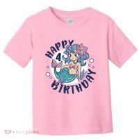 Happy 4th Birthday Cute Mermaid Toddler T-Shirt thumb 0