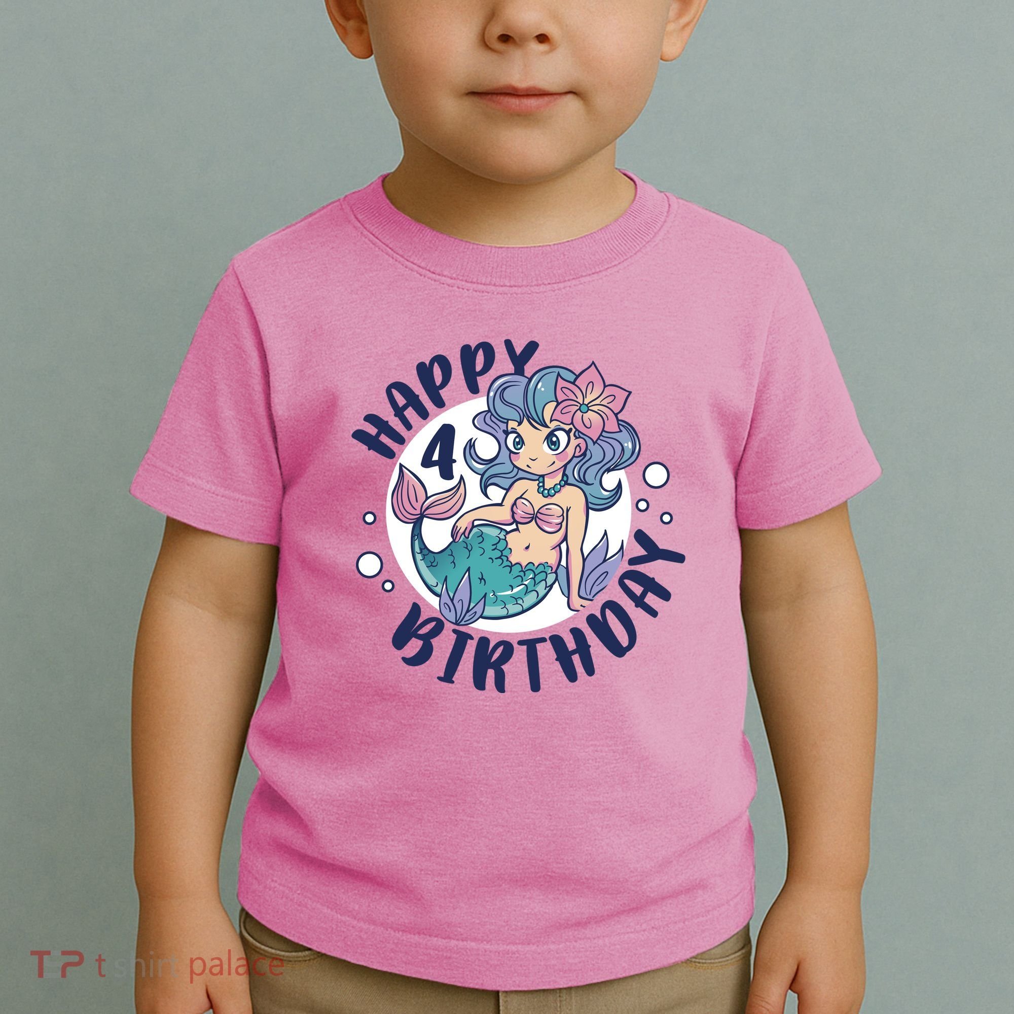 Happy 4th Birthday Cute Mermaid Toddler T-Shirt