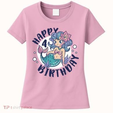 Happy 4th Birthday Cute Mermaid Women's T-Shirt