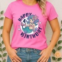 Happy 4th Birthday Cute Mermaid Women's T-Shirt thumb 2