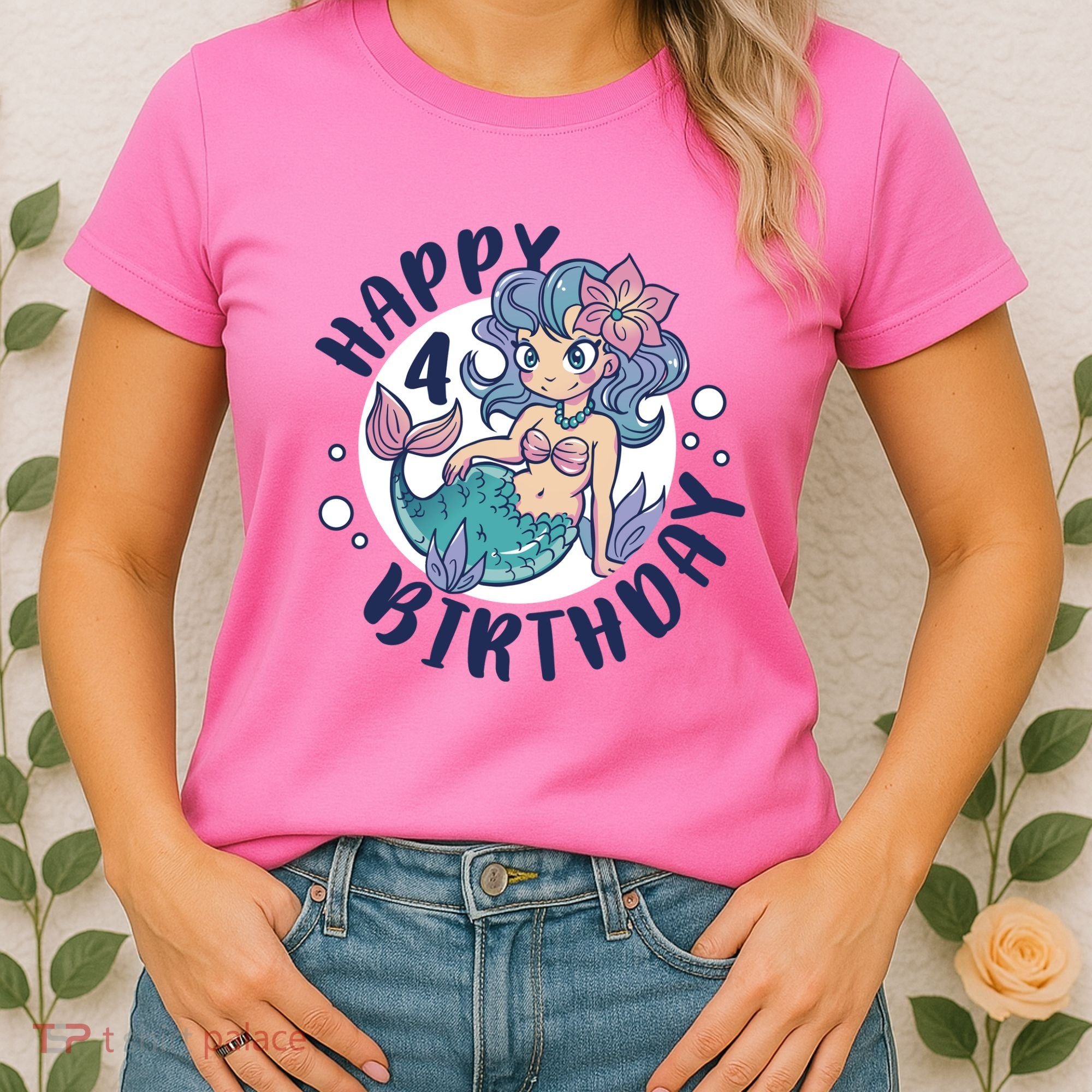 Happy 4th Birthday Cute Mermaid Women's T-Shirt