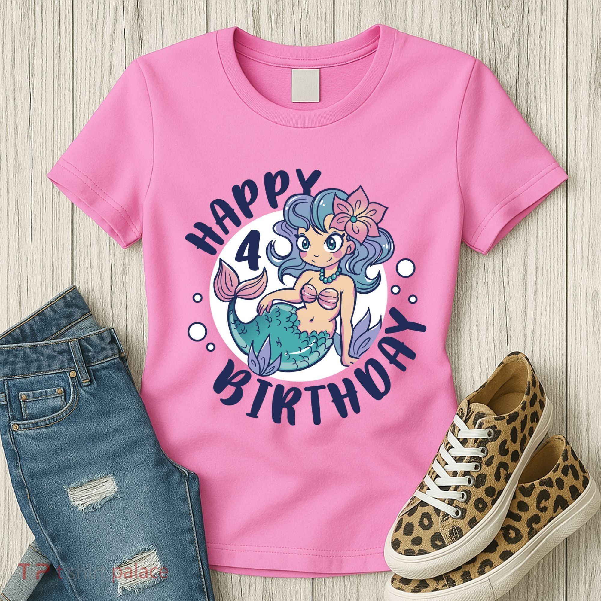 Happy 4th Birthday Cute Mermaid Women's T-Shirt