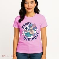 Happy 4th Birthday Cute Mermaid Women's T-Shirt thumb 4