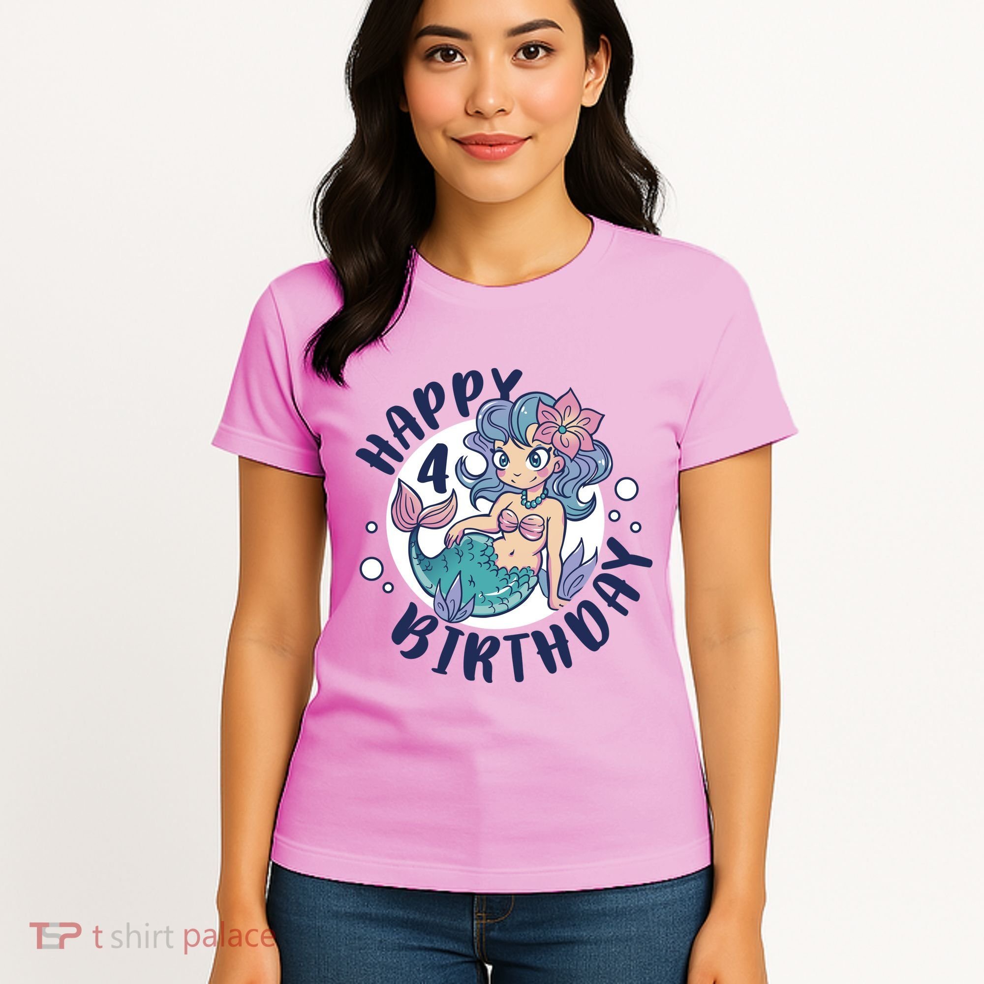 Happy 4th Birthday Cute Mermaid Women's T-Shirt