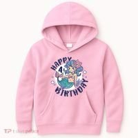 Happy 4th Birthday Cute Mermaid Kids Hoodie thumb 0