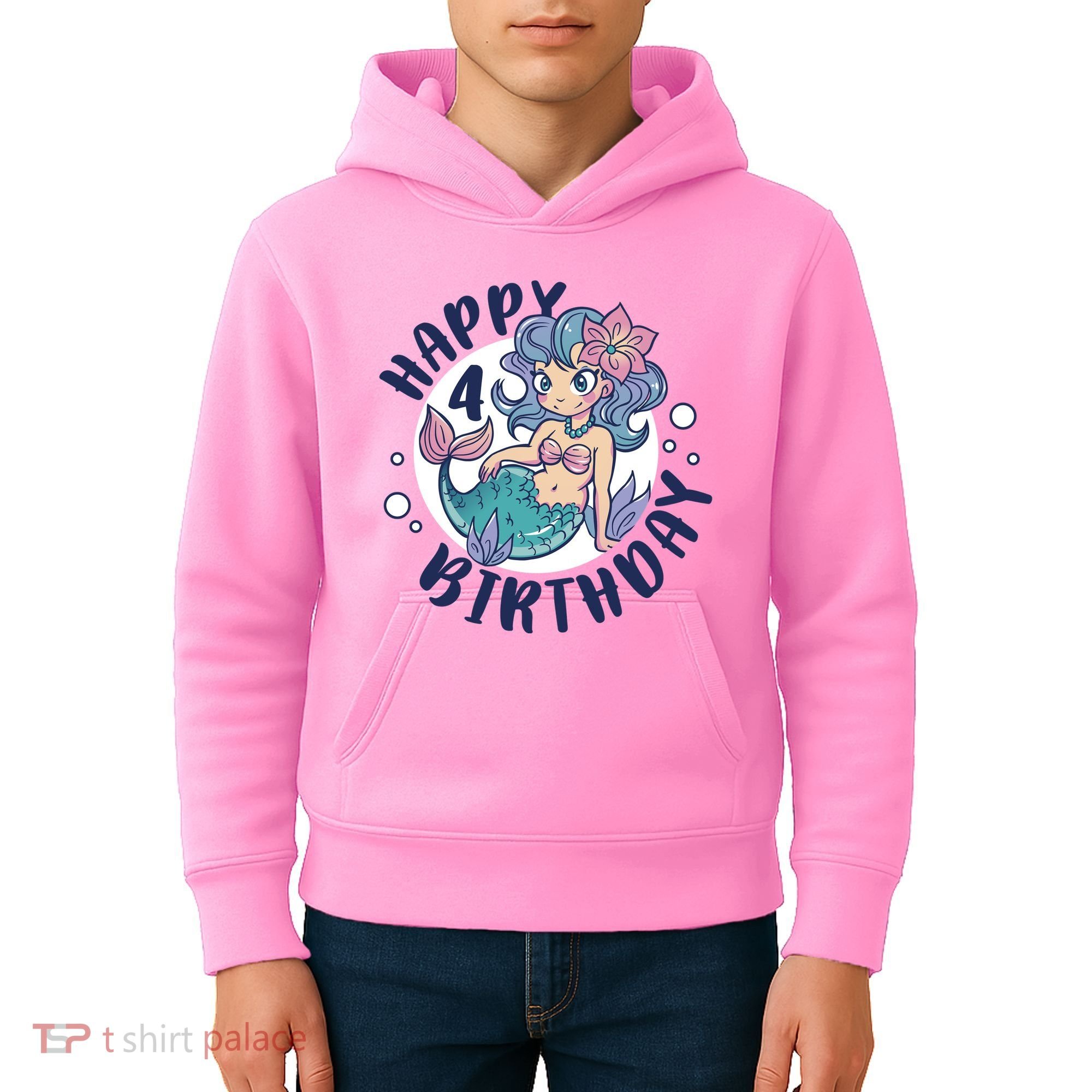 Happy 4th Birthday Cute Mermaid Kids Hoodie