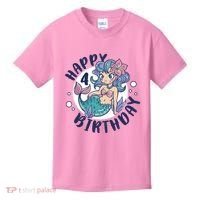 Happy 4th Birthday Cute Mermaid Kids T-Shirt thumb 0