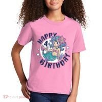 Happy 4th Birthday Cute Mermaid Kids T-Shirt thumb 2