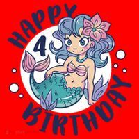 Happy 4th Birthday Cute Mermaid Santa Hat thumb 1