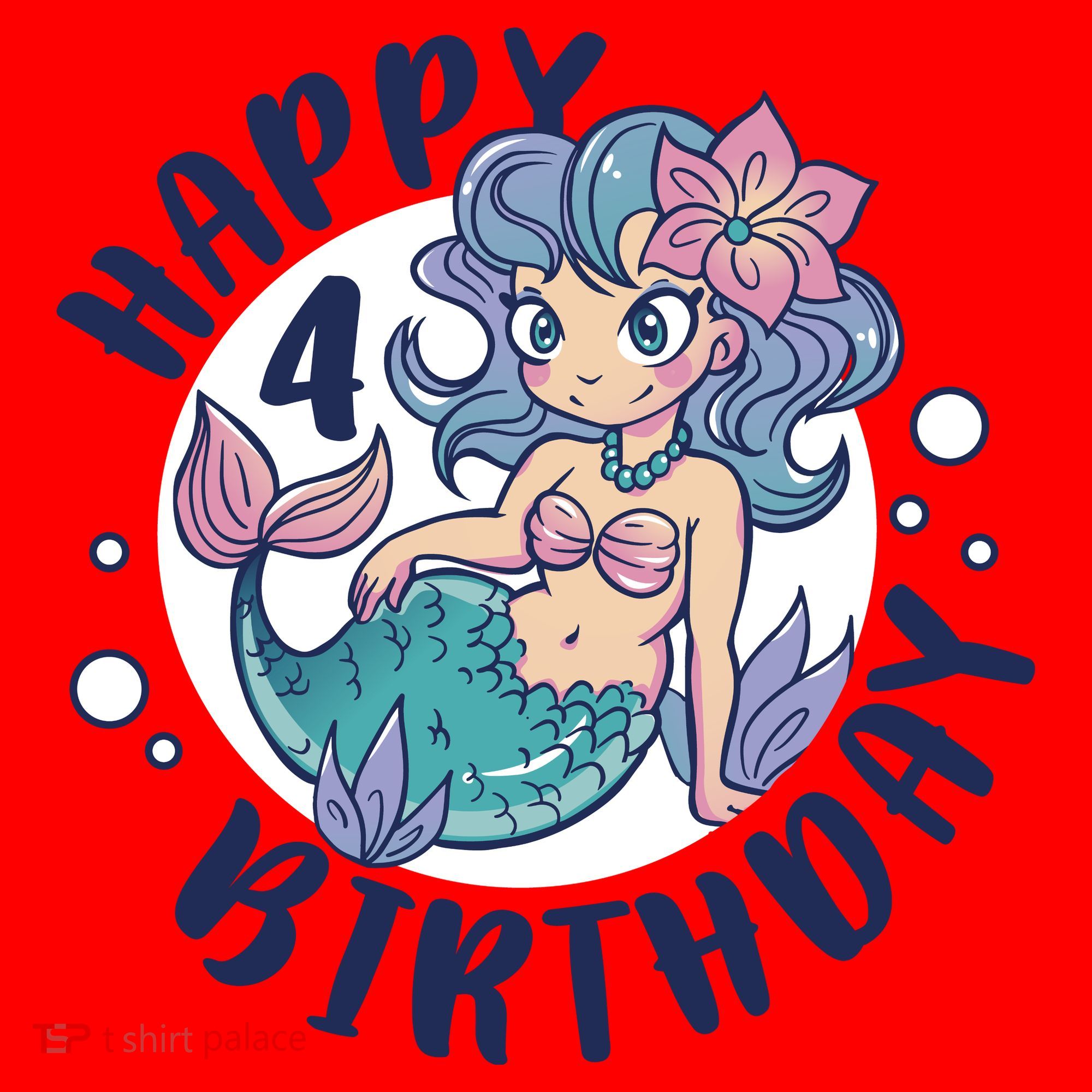 Happy 4th Birthday Cute Mermaid Santa Hat