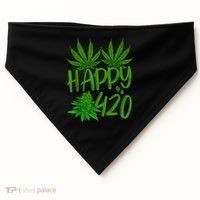 Happy 420 Day Cannabis Weed Marijuana Leaf Lovers Men Women USA-Made Doggie Bandana thumb 0