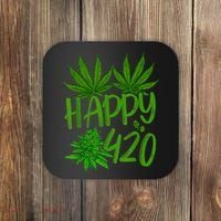 Happy 420 Day Cannabis Weed Marijuana Leaf Lovers Men Women Coaster thumb 0