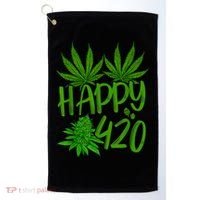 Happy 420 Day Cannabis Weed Marijuana Leaf Lovers Men Women Golf Towel thumb 0