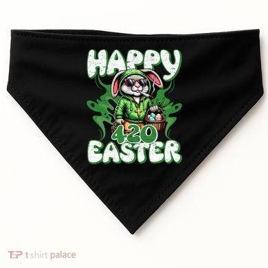 Happy 420 Easter Funny Smoking Easter Bunny USA-Made Doggie Bandana