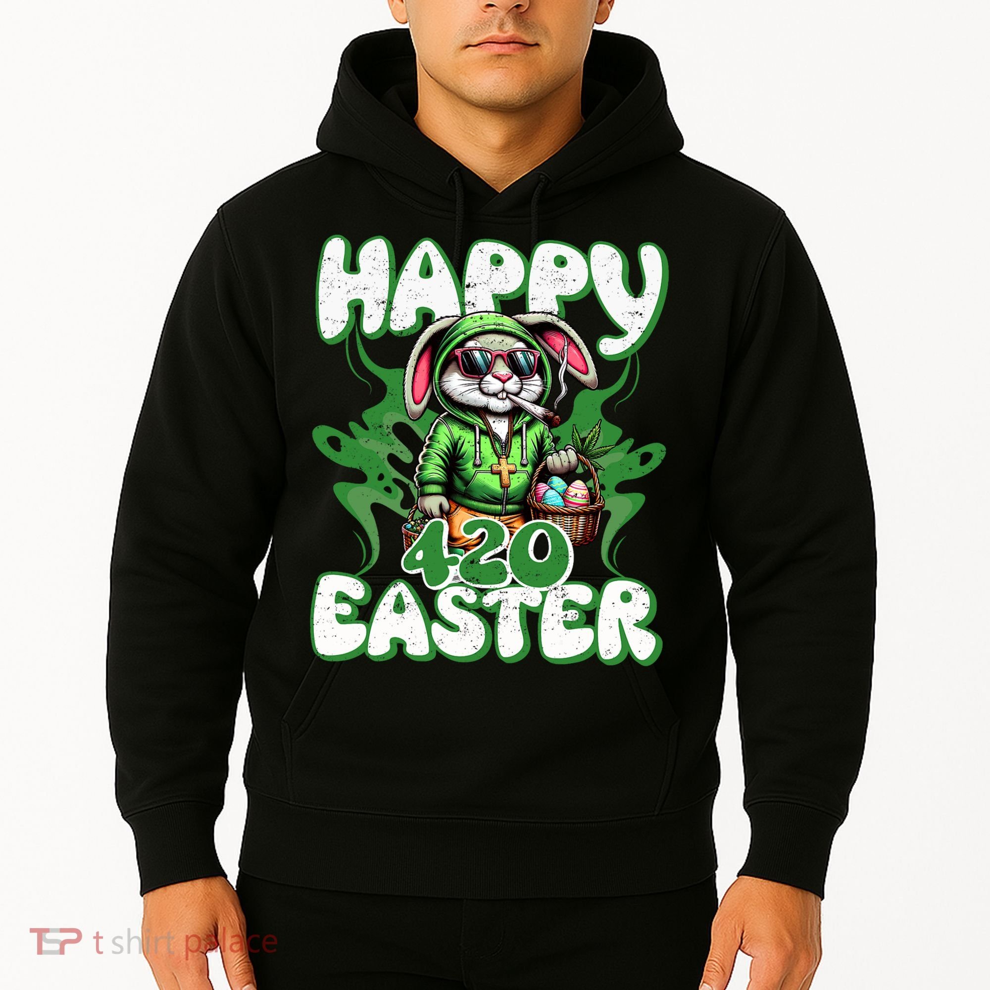 Happy 420 Easter Funny Smoking Easter Bunny Hoodie