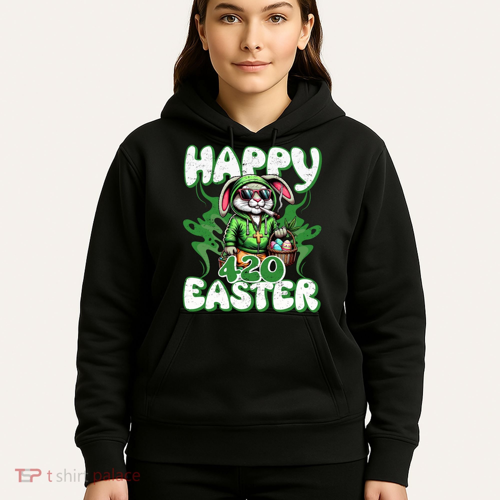 Happy 420 Easter Funny Smoking Easter Bunny Hoodie