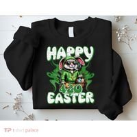 Happy 420 Easter Funny Smoking Easter Bunny Sweatshirt thumb 2