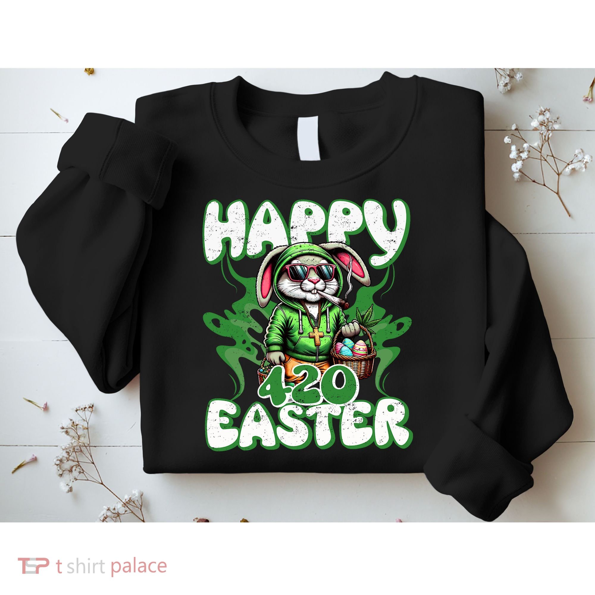 Happy 420 Easter Funny Smoking Easter Bunny Sweatshirt