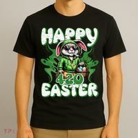 Happy 420 Easter Funny Smoking Easter Bunny T-Shirt thumb 3